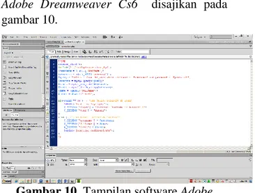 Gambar 10. Tampilan software Adobe  Dreamweaver Cs6 