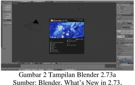 Gambar 2 Tampilan Blender 2.73a  Sumber: Blender, What’s New in 2.73,  http://www.blender.org/features/2-73/, 22 Februari 2015 