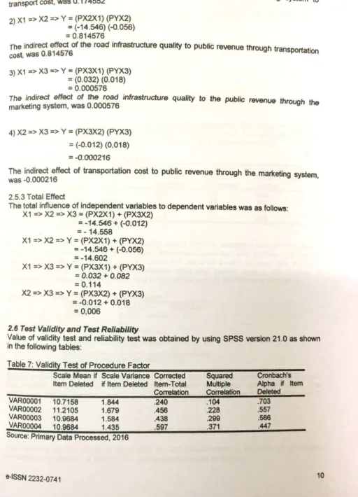 Table 7: Validity Test of Procedure Factor 