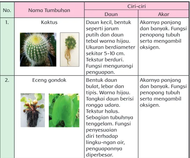 Tabel 1.1 Hasil pengamatan tumbuhan