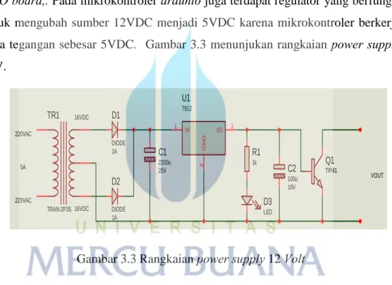 Gambar 3.3 Rangkaian  power supply 12 Volt 