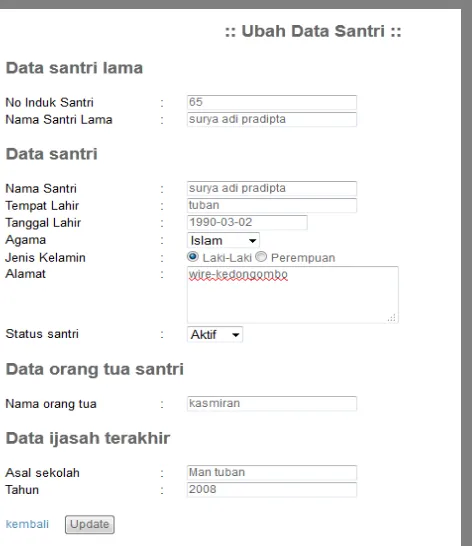 Gambar 4. Tampilan  informasiupdate data 