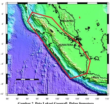 Gambar 2. Peta Lokasi Geografi  Pulau Sumatera  2.2 Data 