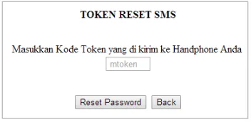 Gambar 24. Form input token reset  password via sms 