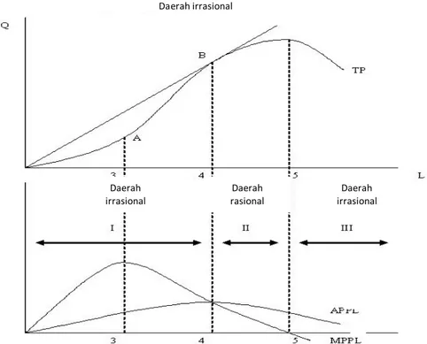 Gambar 1. Kurva Total Produksi, Produksi Rata-Rata dan Produksi Marginal  