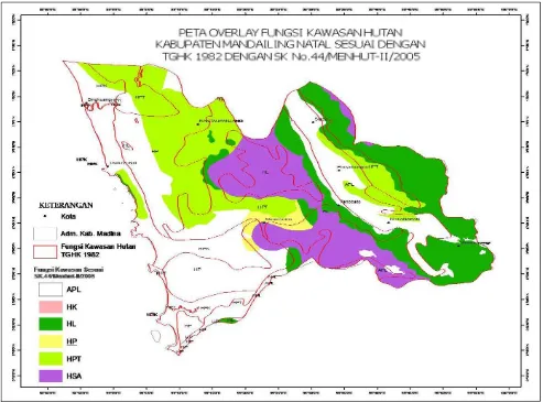 Gambar 4.1.  Peta Overlay Fungsi Kawasan Hutan Kabupaten Mandailing Natal 