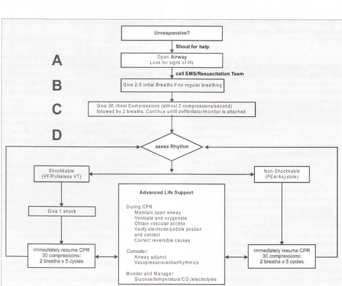 Gambar  1. Algoritme  umum  penanganan  henti  jantung  (lLCOR,  2005)