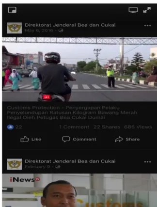 Gambar 3.7 Video yang diupload di Facebook Kantor  Pengawasan dan Pelayanan Bea dan Cukai Dumai 