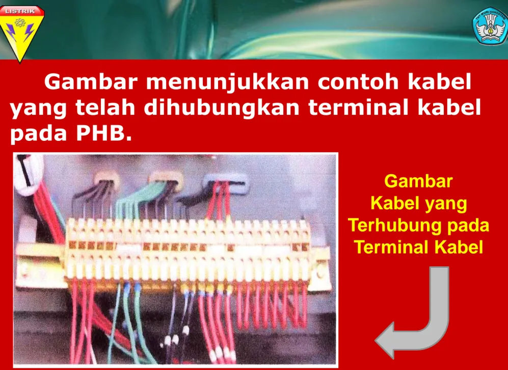 Gambar menunjukkan contoh kabel  yang telah dihubungkan terminal kabel  pada PHB. 