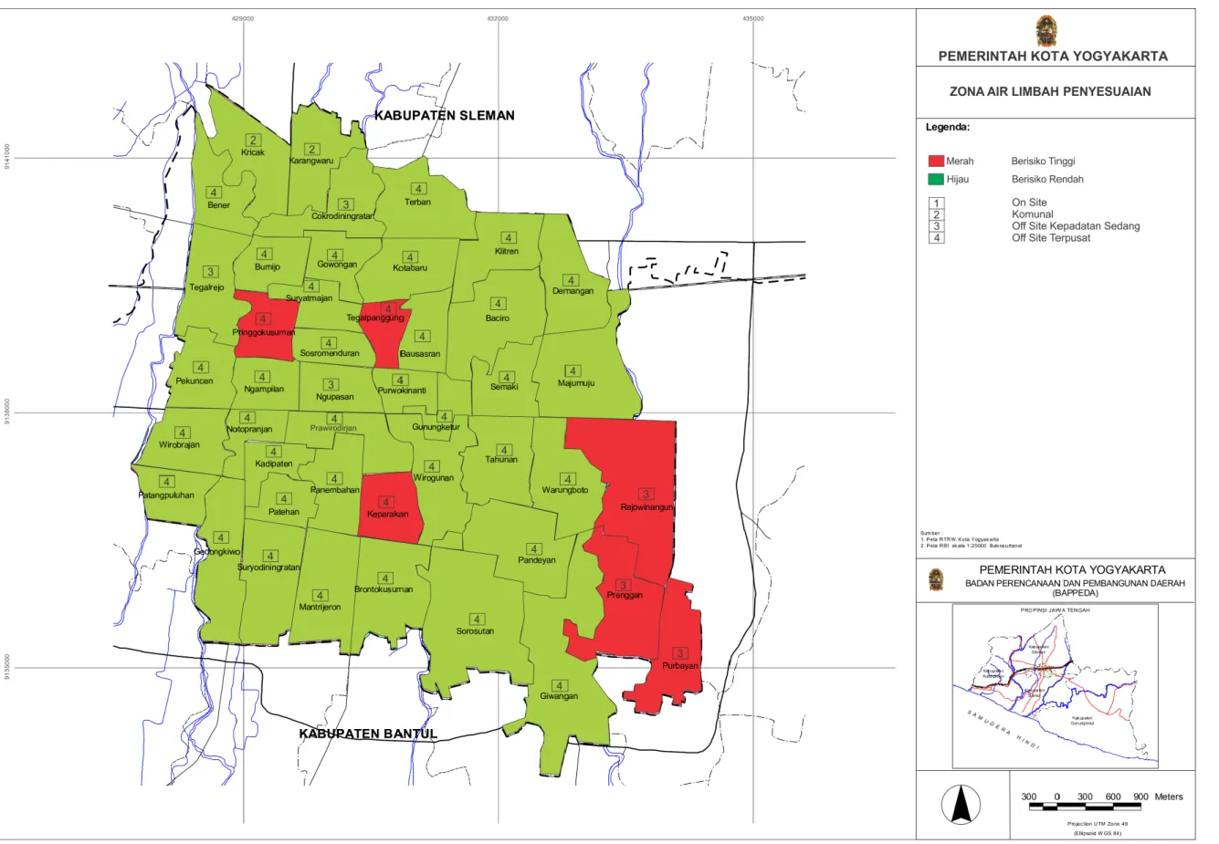 Gambar 3. 1 Peta Zona penyesuaian Sistem Air Limbah Domestik Kota Yogyakarta 