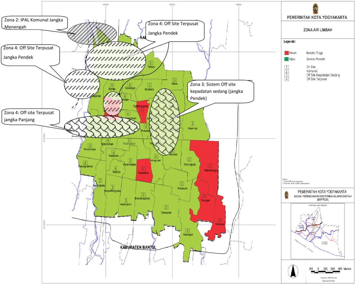Gambar 3. 2. Peta Pentahapan Pengembangan Sistem Air Limbah Domestik Kota Yogyakarta Zona 3: Sistem Off site 
