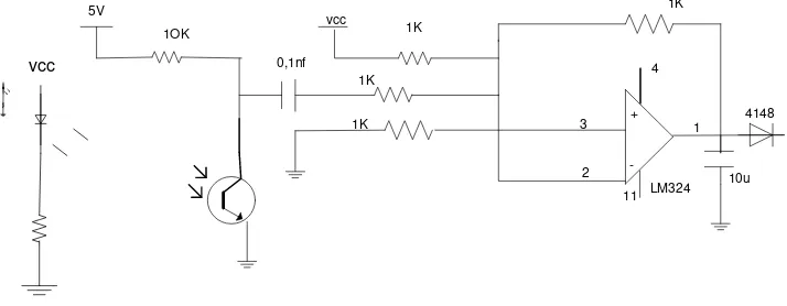 Gambar 3.2. Rangkaian sensor  inframerah dan fotodioda 