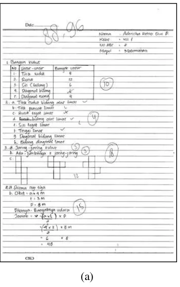 Gambar 2. Sampel  post test siswa kelas kontrol  