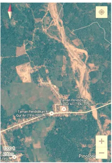 Gambar 2.4. Desa Nunuk dan Sungai Pinolosian  Sumber : Goggle Map 