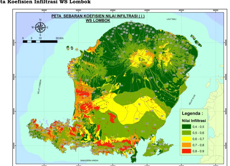 Gambar 4.48 Peta Sebaran Koefisien Nilai Infiltrasi (i) WS Lombok 