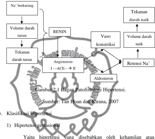 Gambar 2.1 Bagan Patofisiologi Hipertensi. Sumber: Tan Hoan dan Kirana, 2007 e. Klasifikasi Hipertensi