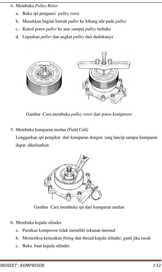 Gambar  Cara membuka pulley rotor dari poros kompresor 