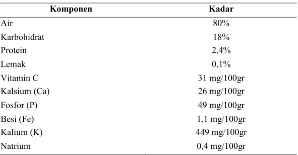 Tabel 2.3 Komposisi kimia dalam 100 gram tepung kentang 