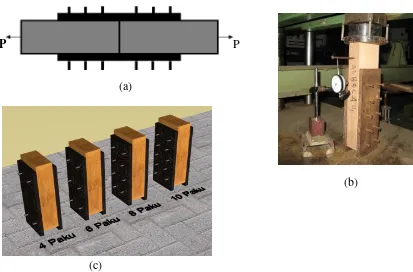 Figure 2 Geometry of test specimen of double shear connections with ten nails. 