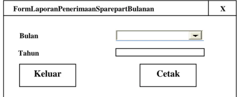Gambar III.20. Rancangan Output Form Pilihan Bulan Penerimaan  Sparepart Bulanan 