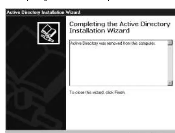Figure 4.22 Completing the Active Directory Installation removal page.