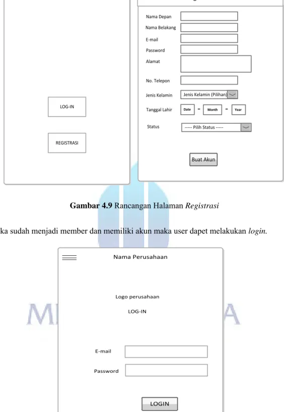 Gambar 4.9  Rancangan Halaman Registrasi 