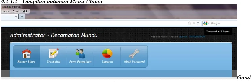 Gambar 4.1 Halaman  login berisi halaman login untuk user/pengguna  agar dapat mengakses menu selanjutnya dengan mengisi username dan password yang valid