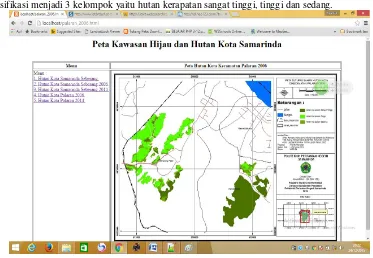 Gambar 3. Tampilan Gambar PetaAnalisa Tutupan Hutan Kota Di Kecamatan Samarinda Seberang Tahun 2006 