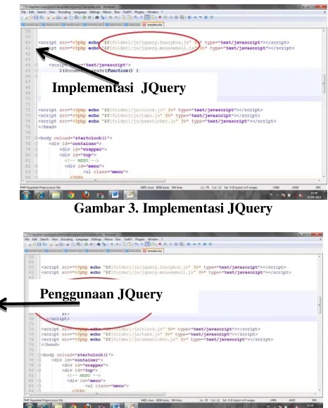 Gambar 3. Implementasi JQuery 