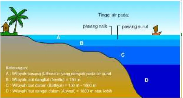 Gambar 2. Klasifikasi wilayah laut menurut kedalamannya    2. Zona Laut Indonesia 