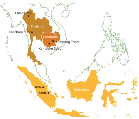 Figure 2: Map of the location of the case studies 