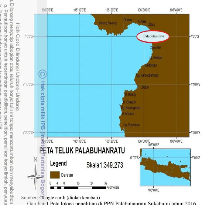 Gambar 1 Peta lokasi penelitian di PPN Palabuhanratu Sukabumi tahun 2016  Metode Penelitian 