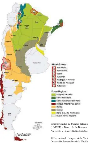 Figure II 2.1 Map of Model Forests in Argentina.