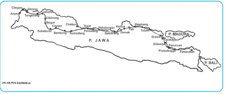 Gambar 3.4 Peta Jalan Daendels dari Anyer sampai Panarukan.