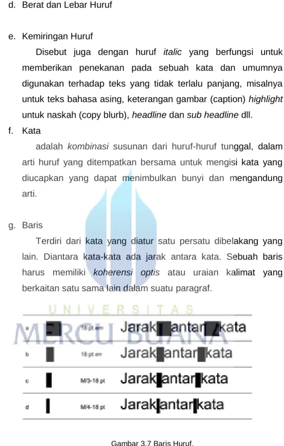 Gambar 3.7 Baris Huruf. 