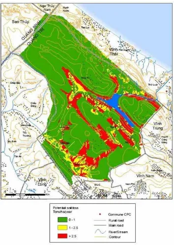 Figure 7. Soil loss map of Vinh Tu Commune.