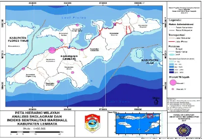 Gambar 3.1 Peta Hierarki Wilayah Analisis Skolagram dan Indeks Sentralitas Marshall di Kabupaten Lembata 