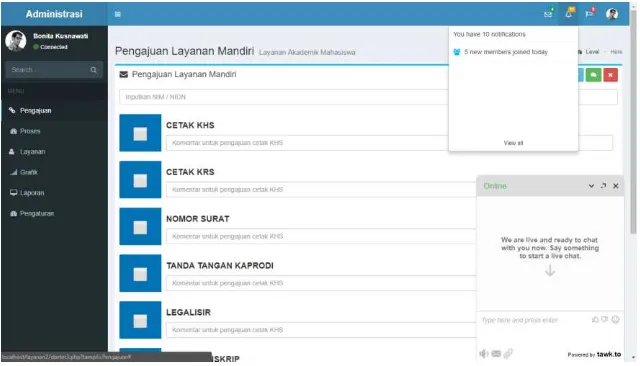 Gambar 2. Halaman Awal Sementara Sistem Monitoring Layanan Tata Usaha 