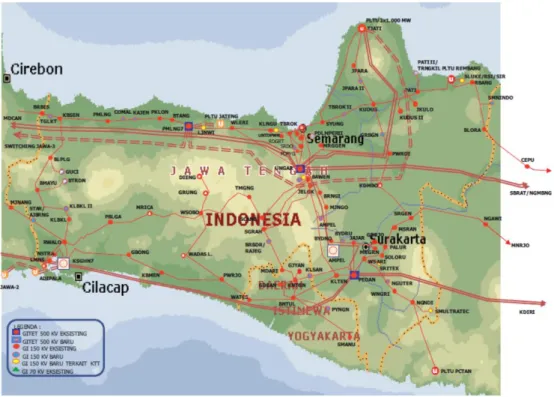 Gambar 4.4 Peta jaringan TT dan TET di Provinsi Jawa Tengah  Sumber: RUPTL PLN 2015-2024 