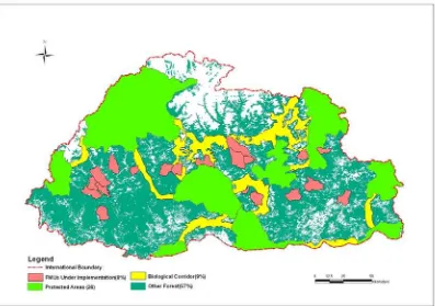 Figure 1: Map showing forest area designated for different purposes