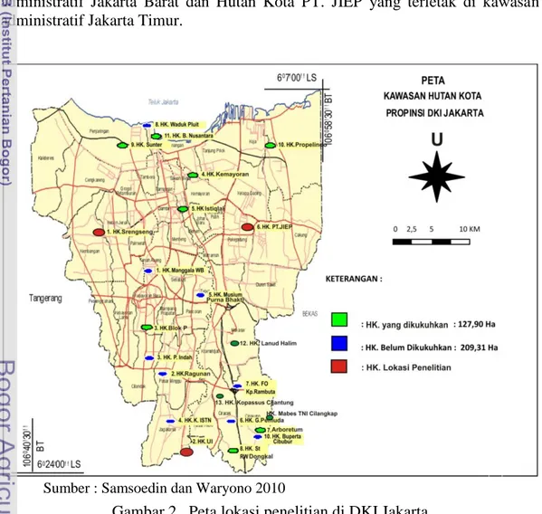 Gambar 2.  Peta lokasi penelitian di DKI Jakarta  