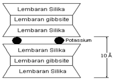 Gambar 2.9 Struktur Illite (Das, 2008) 