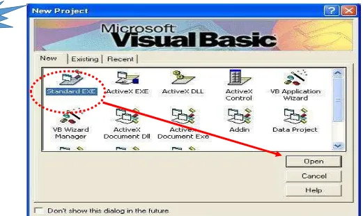 Gambar 1.2 Mengaktifkan Projek IDE Visual  Basic 6.0 