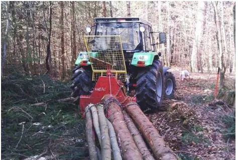 Figure 5. Agricultural tractor with logging winch in action