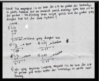 Gambar 9. Salah satu jawaban siswa dalam megerjakan soal penjumlahan desimal. 