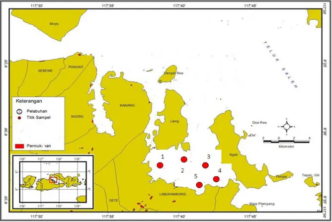 Gambar 1. Peta lokasi pengamatan kualitas fisika kimia perairan 