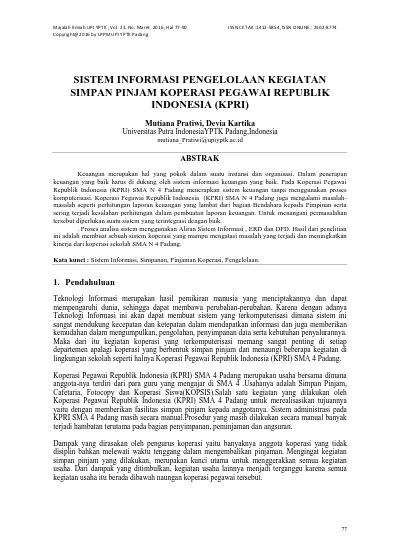 Sistem Informasi Pengelolaan Kegiatan Simpan Pinjam Koperasi Pegawai Republik Indonesia Kpri 0012
