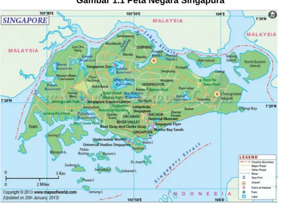Gambar 1.1 Peta Negara Singapura 