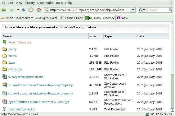Gambar 4.3 Web browser untuk mengakses file yang ada di salah satu situs opensource