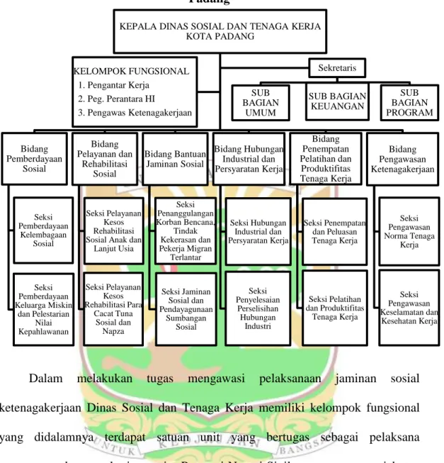 Gambar 1.1 Struktur Organisasi Dinas Sosial dan Tenaga Kerja Kota  Padang 